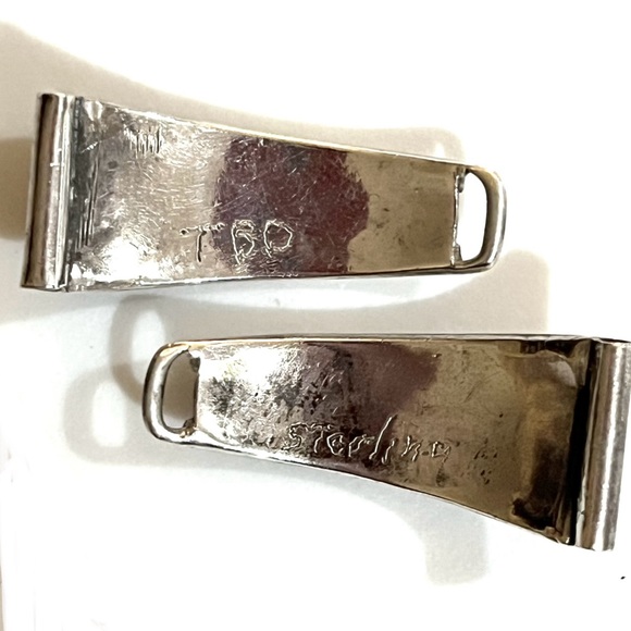 Signed, Zuni/ Navajo Vintage Old Pawn Bisbee Turquoise Sterling Slvr Watch Tips - Picture 4 of 5